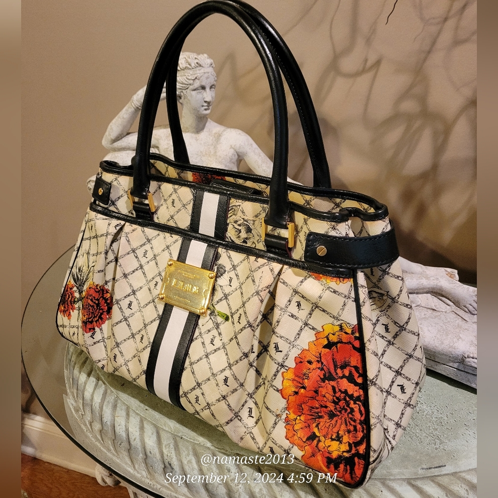 L.A.M.B. by Gwen Stefani Richmond Marigold Satchel Leather PVC Designer Bag #43] - Picture 3 of 17